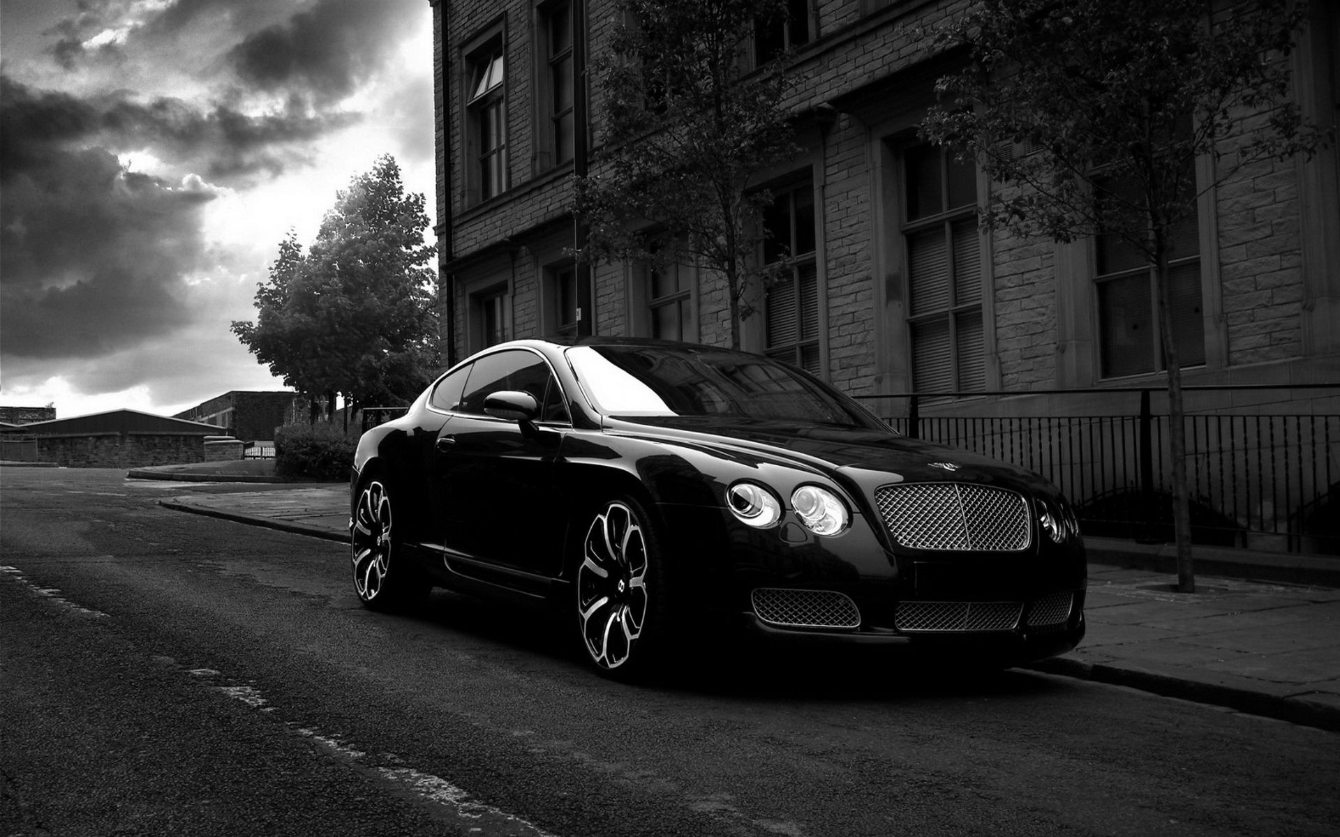 Bentley parked along a street