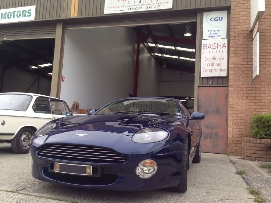 Aston Martin repaired by Basha blue aston martin repaired by basha