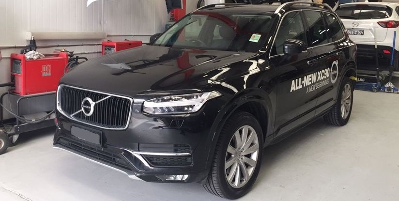 black volvo in for smash repairs